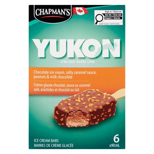 Chapman's Great Canadian Yukon Chocolate Ice Cream Bars Salty Caramel & Peanuts 6 EA