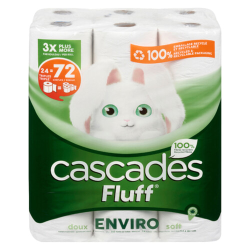 Cascades Toilet Paper Fluff Enviro 2 Ply 24 Triple Rolls x 353 Sheets 