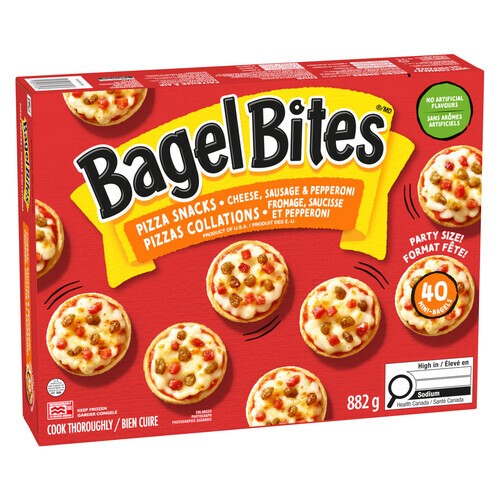 Bagel Bites Frozen Pizza Snacks Cheese Sausage And Pepperoni 882 g