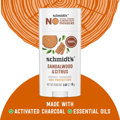 Schmidt's Natural Origin Deodorant Citrus & Sandalwood 48 Hour Protection 75 g