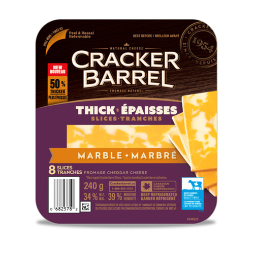 Cracker Barrel Thick Sliced Cheese Marble Cheddar 8 Slices 240 g