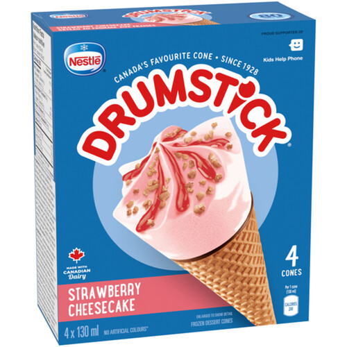 Nestlé Drumstick Frozen Strawberry Cheesecake Cones 4 x 130 ml