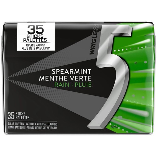 5 Sugar-Free Chewing Gum Spearmint-Rain 35 Sticks 1 Pack
