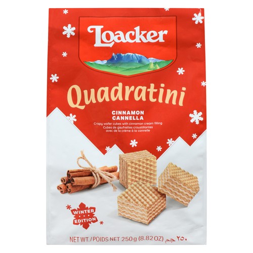 Loacker Quadratini Crispy Wafer Cubes Cinnamon Cream Filling 250 g