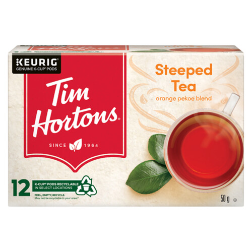 Tim Hortons Single Serve Tea Orange Pekoe Blend Steeped Tea 12 K-Cups 50 g