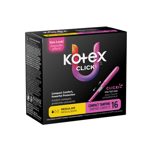 U by Kotex Click Compact Tampons Regular Absorbency Unscented 16 Count