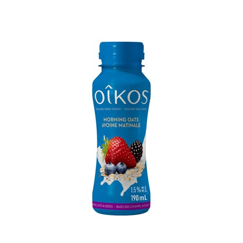 Oikos Drinkable Greek Yogurt 9 g Protein with Field Berries Oats & Seeds 190 ml