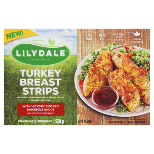 Lilydale Frozen Turkey Breast Strips Hickory Smoked BBQ 550 g