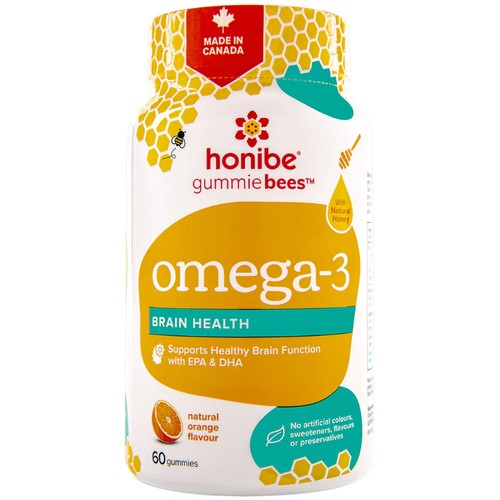 Honibe Omega 3 Brain Health Gummies Natural Orange 60 EA
