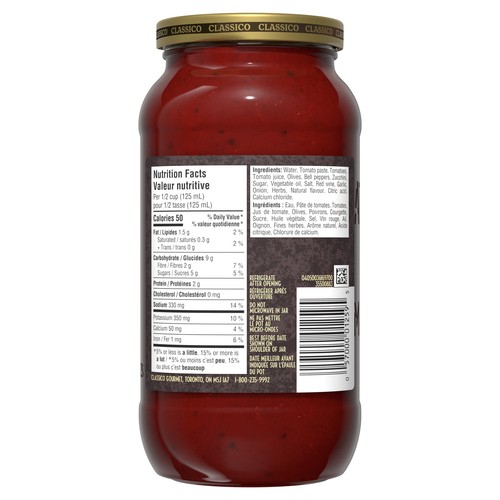 Classico Pasta Sauce Tuscan-Style Olive & Garlic 600 ml