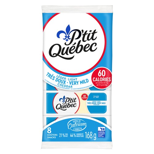 P'tit Québec Snack Cheese Light Very Mild Cheddar 8 Pack 168 g