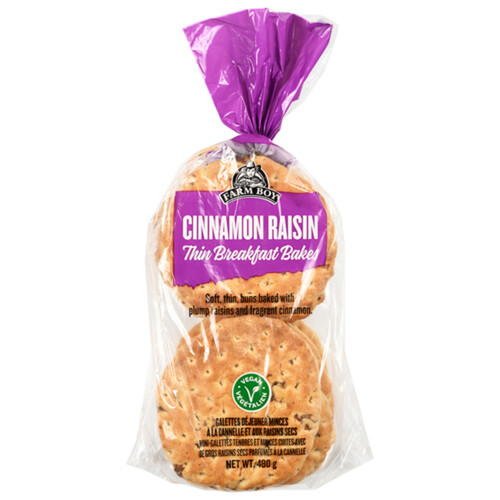 Farm Boy Buns Thin Breakfast Bakes Cinnamon Raisin 480 g (frozen)