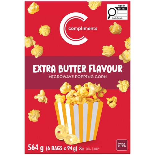 Compliments Microwave Popping Corn Extra Butter 6 Pack 94 g