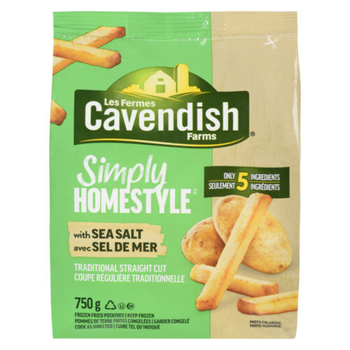 Cavendish Farms Frozen Simply Homestyle French Fries Straight Cut Sea Salted 750 g 