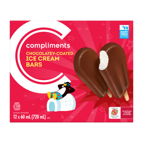 Compliments Ice Cream Bars Chocolate Coated 12 x 60 ml