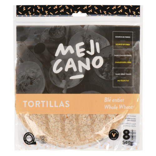 Mejicano Tortillas Whole Wheat 10-Inch 540 g