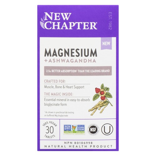 New Chapter Supplements Magnesium + Ashwagandha 30 Tablets