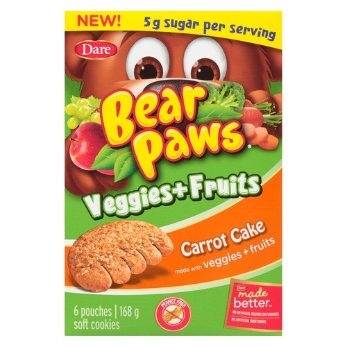 Dare Bear Paws Cookies Vegetables & Fruits Carrot Cake 168 g