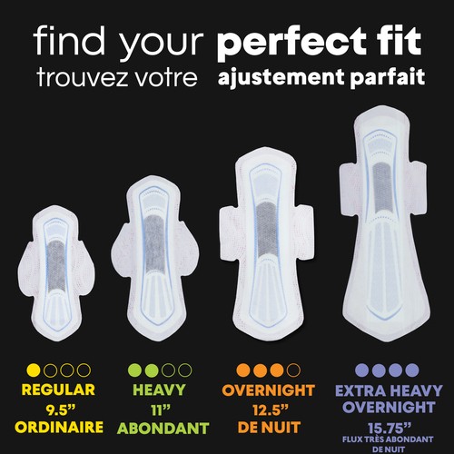 U by Kotex Balance Ultra Thin Pads Extra Heavy Overnight With Wings 22 Count