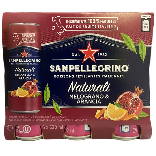 San Pellegrino Melongrano Arancia Sparkling Pomegranate & Orange 6 x 330 ml (cans)
