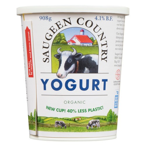 Saugeen Organic 4.1% Whole Milk Yogurt Plain 908 g