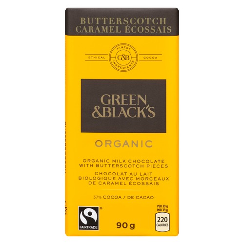 Green & Black's Organic Milk Chocolate Bar With Butterscotch 90 g