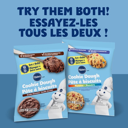 Pillsbury Ready To Bake Cookie Dough Monster Peanut Butter & Chocolate Chips 12 Count 454 g