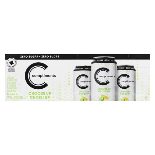 Compliments Choose Up Soft Drink Zero Sugar Lemon-Lime 12 x 355 ml (cans)