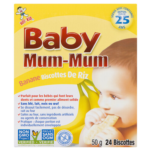 Hot-Kid Mum-Mum Gluten-Free Baby Rice Snacks Banana 24 Rusks 50 g