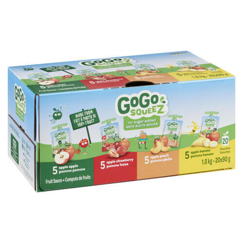 GoGo Squeez Fruit Pouch Apple Strawberry Banana Peach 1.8 kg