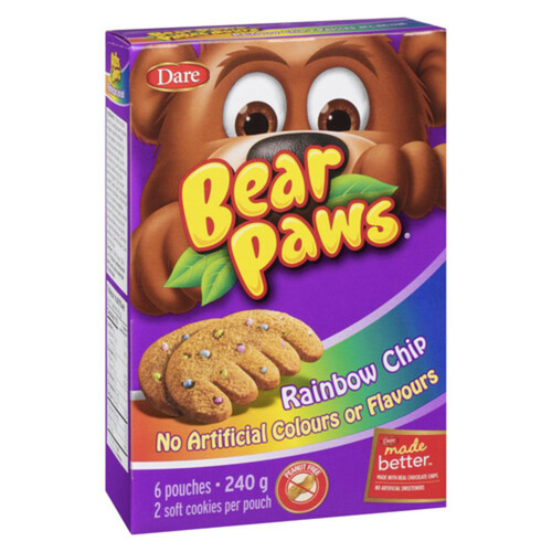 Dare Bear Paws Peanut-Free Cookies Rainbow Chip 6 Pack 240 g