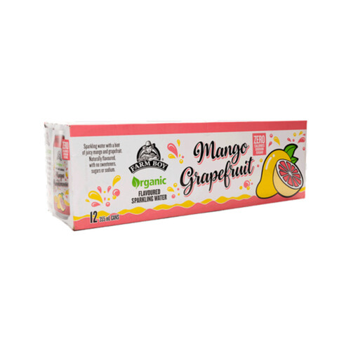 Farm Boy Organic Sparkling Water Grapefruit 12 x 355 ml (cans)