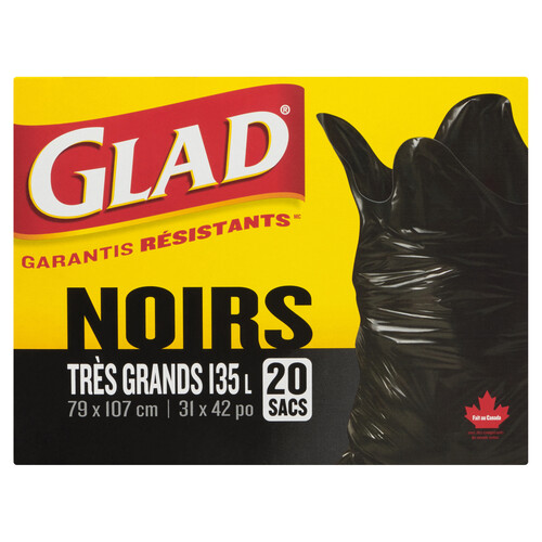 Glad Garbage Bags Black Extra-Large 135 L 20 Bags