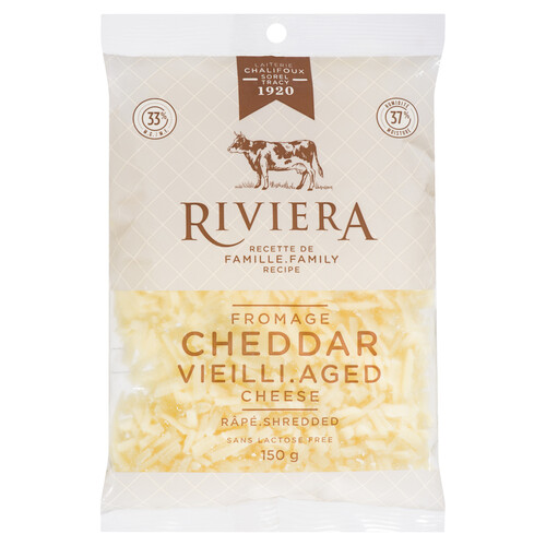 Riviera Lactose-Free Shredded Aged Cheddar Cheese 150 g