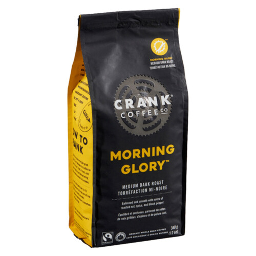 Crank Coffee Whole Bean Coffee Morning Glory Medium Dark Roast 340 g