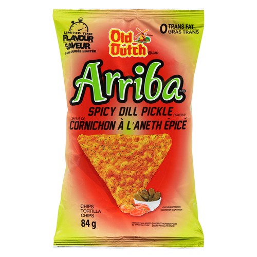 Old Dutch Foods Ltd. Arriba Tortilla Chips Spicy Dill Pickle 84 g