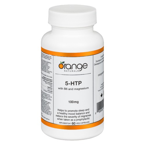 Orange Naturals Supplement 5-HTP With B6 & Magnesium 100 mg 60 Vegetable Capsules