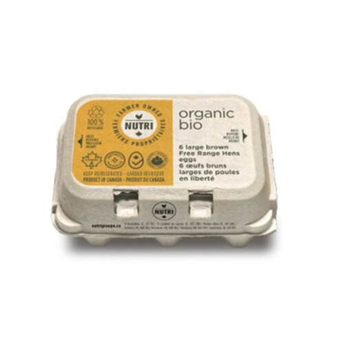 Nutri Organic Brown Eggs Free Range Hens Large 6 Count