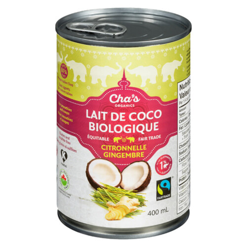 Cha's Organics Gluten-Free Organic Coconut Milk Lemongrass And Ginger 400 ml