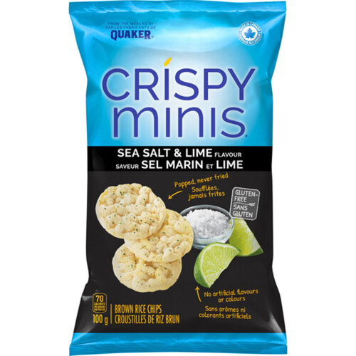 Quaker Crispy Minis Gluten-Free Rice Chips Sea Salt & Lime 100 g