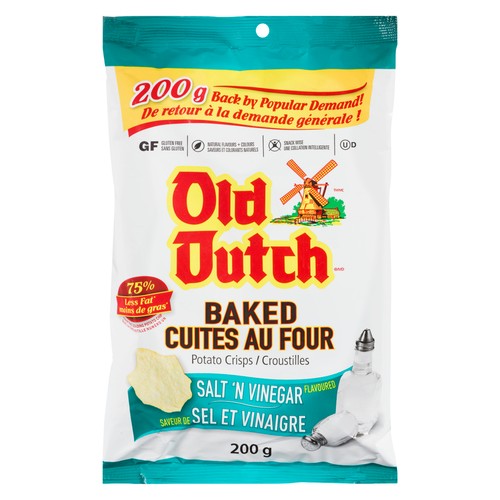 Old Dutch Gluten-Free Baked Potato Chips Salt & Vinegar 200 g