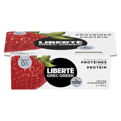 Liberté Greek 0% Yogurt Strawberry High Protein 4 x 100 g