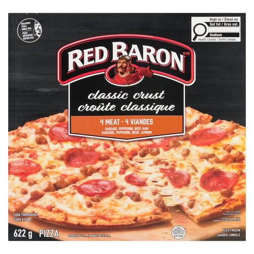 Red Baron Frozen Pizza Classic Crust Four Meat 623 g