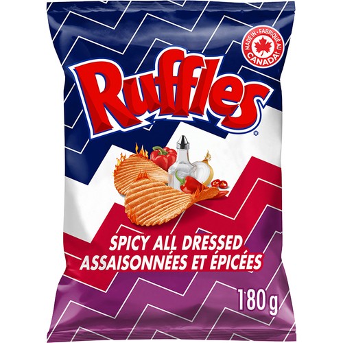 Ruffles Spicy Potato Chips All Dressed Flavoured 180 g