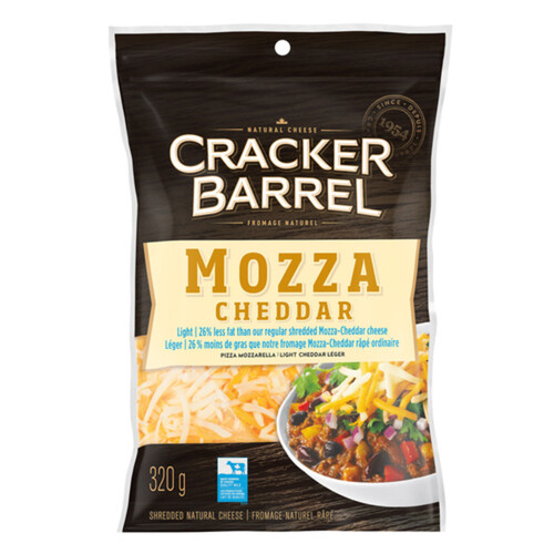 Cracker Barrel Shredded Cheese Light Mozzarella Cheddar 320 g