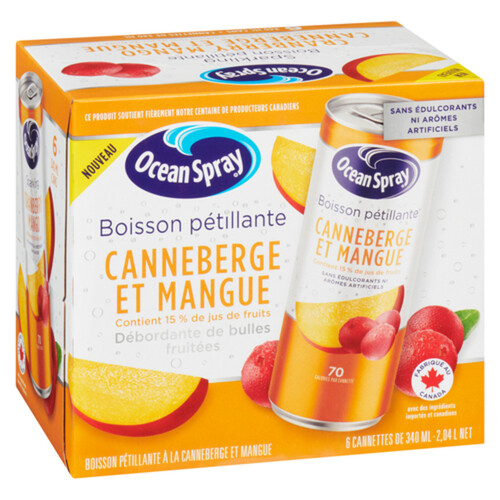 Ocean Spray Sparkling Juice Cranberry Mango 6 x 340 ml (cans)