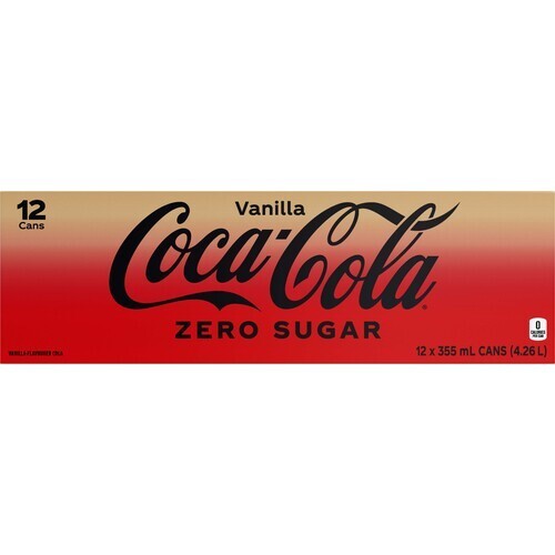 Coca-Cola Zero Sugar Soft Drink Vanilla 12 x 355 ml (cans)
