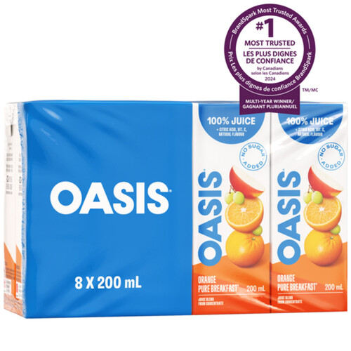 Oasis Juice Boxes Orange Pure Breakfast 8 x 200 ml