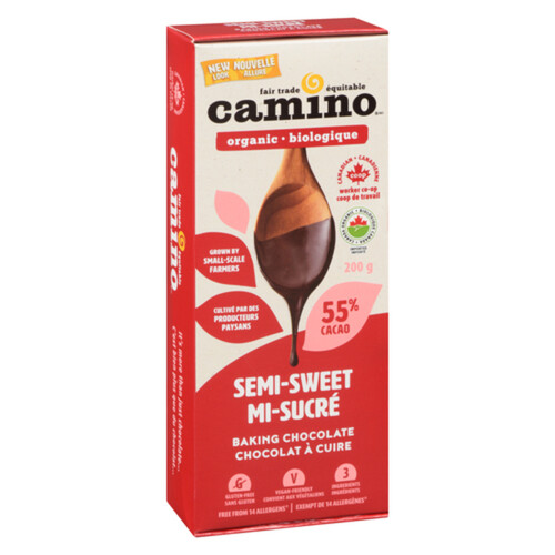 Cuisine Camino Organic Baking Chocolate 55% Cocoa Semi-Sweet 200 g