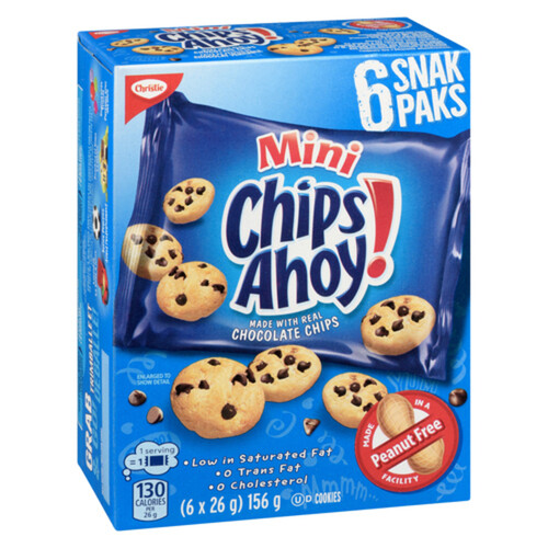 Christie Mini Chips Ahoy! Peanut-Free Cookies Mini Snack Pack 6 x 26 g